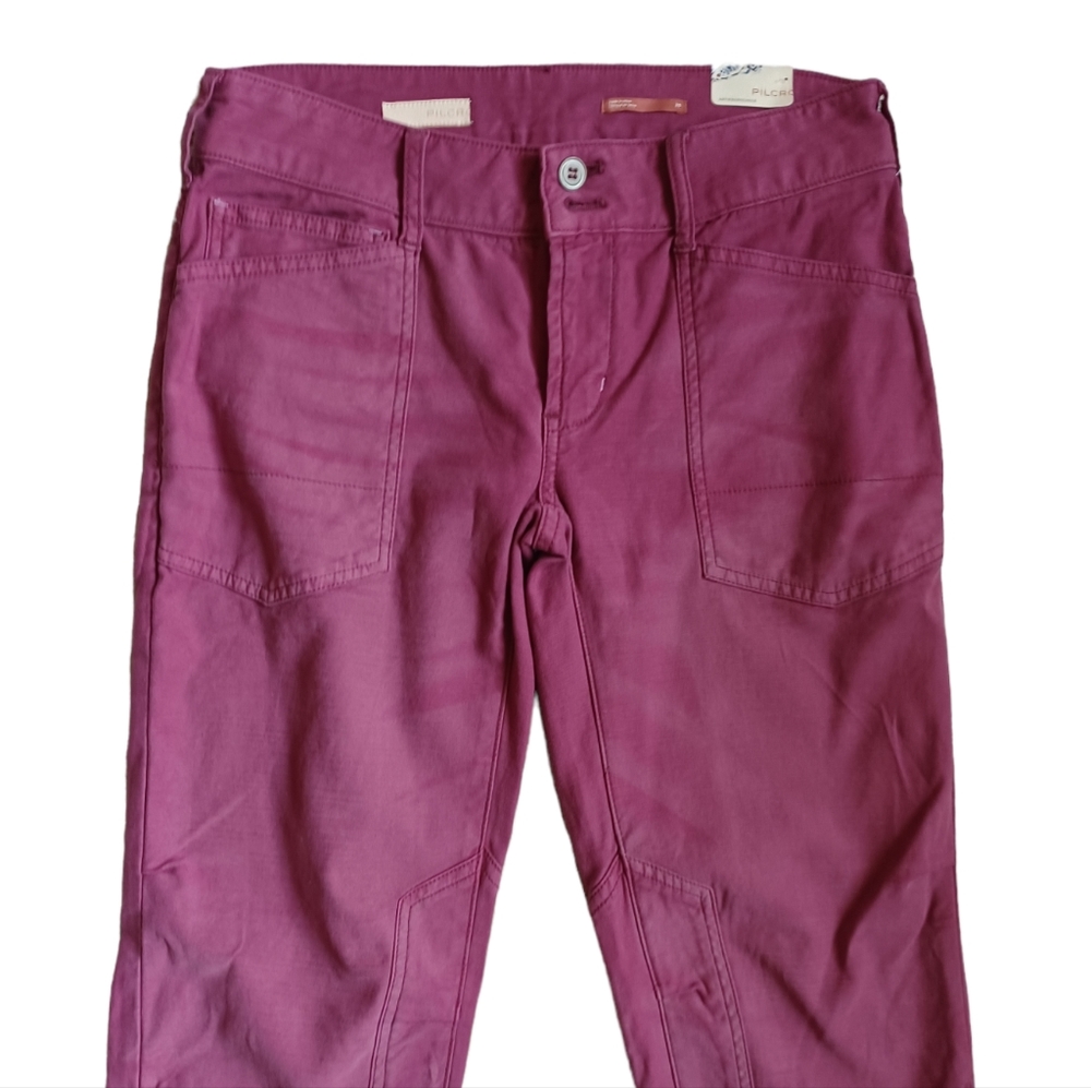 Anthropologie Pilcro Womens Raspberry Low Rise Straight Pants Pockets Size 25 - Picture 5 of 11